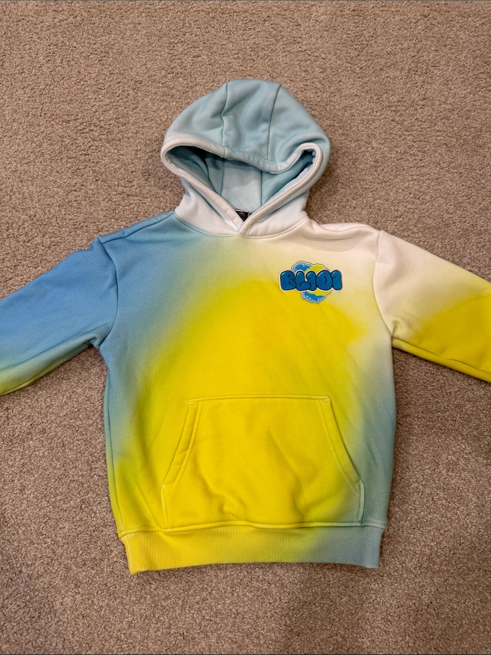 Baseball Lifestyle 101 Kids Ombre Blue & Yellow Hoodie Sweatshirt